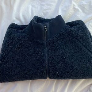 Black fuzzy oversized zip up jacket